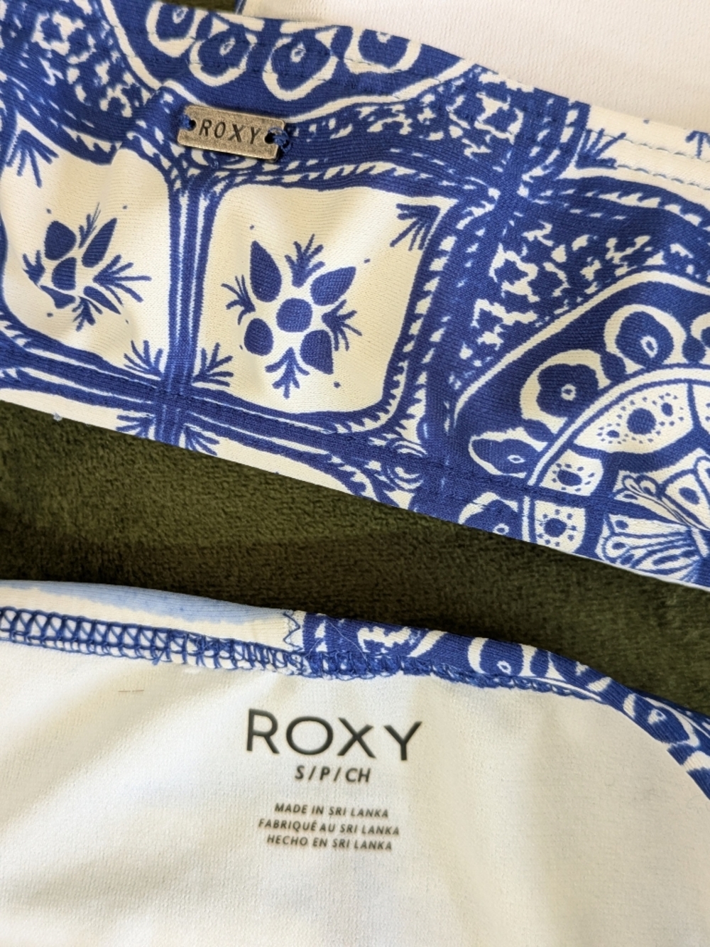 Roxy Bikini Santorini Swimsuit Blue Cheeky Sexy Unique Pattern Size small Vacay - Picture 7 of 8